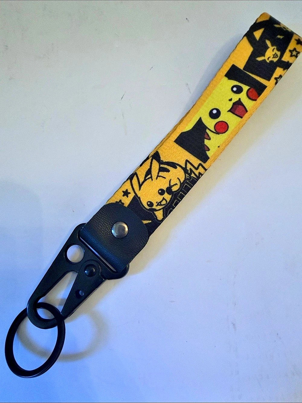 Pokemon Pikachu 025 Wrist Lanyard Keychain Yellow & Black Character Print Key
